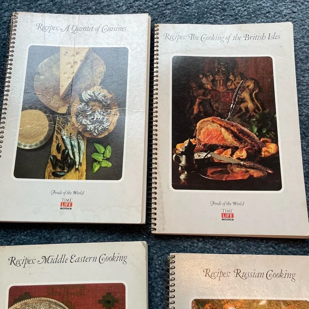 Vintage Russian Middle Eastern British Set of 4 Spiral-Bound Recipe Cookbooks